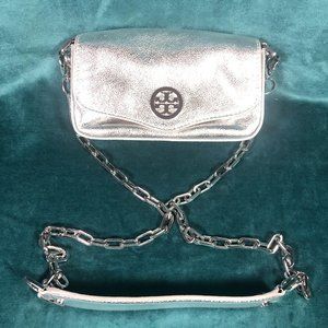 Tory Burch Silver Metallic Mini Bag Crossbody